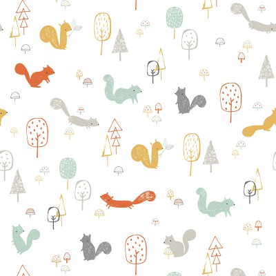 Papier peint squirrels wood woodland by lizzie mackay