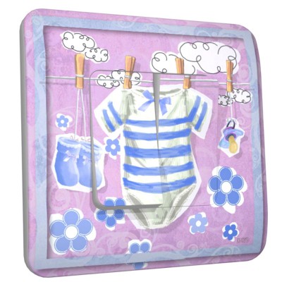 Interrupteur décoré double baby body bleu
