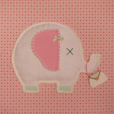 Tableau pretty pastels eléphant rose et beige (40 x 40 cm)