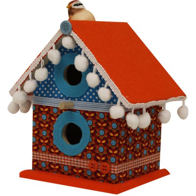 Cabane à oiseaux retro vintage (13 x 11 x 18 cm)