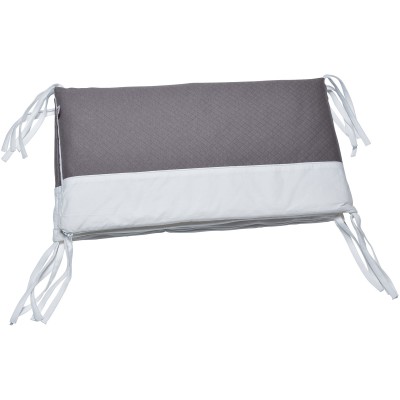 Tour de lit blanc et gris fleur de coton (pour lits 60 x 120 cm et 70 x 140 cm)