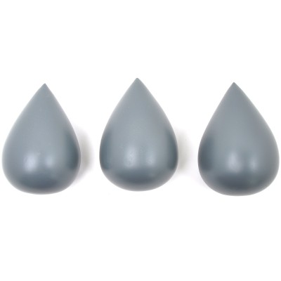 Lot de 3 patères goutte gris ciment