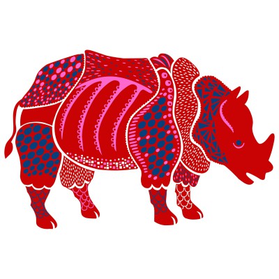 Sticker Rhino rouge (70 x 46 cm) par Art for Kids