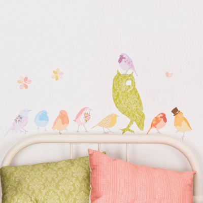 Sticker hibou vert twitters for girl petit modèle
