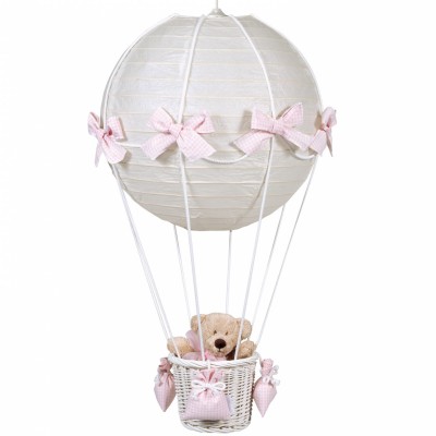 Lampe montgolfière vichy rose