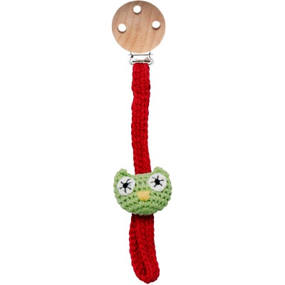 Attache sucette chouette en crochet de coton bio