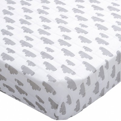 Drap housse berceau nuages gris (40 x 80 cm)