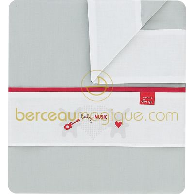 Parure drap + taie pour berceau ou lit b�b� Pretty gris par Sucre d'orge
