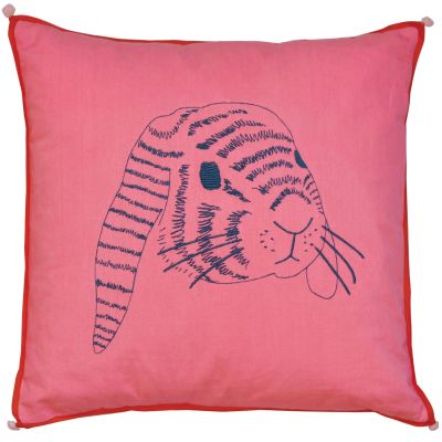 Coussin brodé tête de lapin (50 x 50 cm)