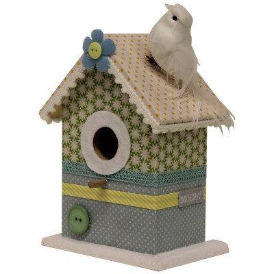 Cabane à oiseaux clouds toit avec pois (12 x 9 x 16 cm)