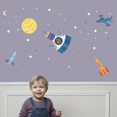 Sticker espace de alain grée avec étoiles phosphorescentes