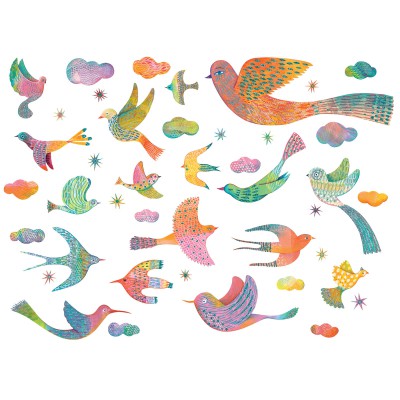 Stickers muraux oiseaux bling bling birds jade