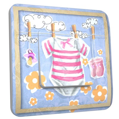 Interrupteur décoré simple baby body rose