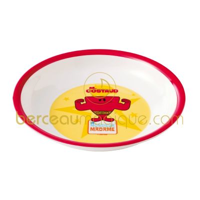 Assiette plate rouge M. Costaud  par Babycalin