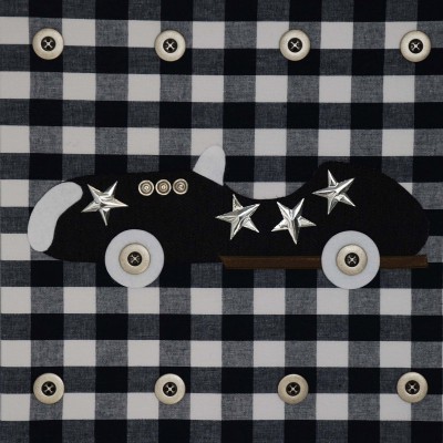 Tableau silver star voiture de course avec carreaux (30 x 30 cm)