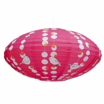 Lampe japonaise ovale oiseaux (diam�tre 60 cm) par Mimi'lou