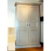Armoire 2 portes Eline finition : brut / naturel vernis / blanc pastel