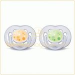 Lot de 2 sucettes a�r�es tendance 6-18 mois (jaune et verte) - Philips AVENT