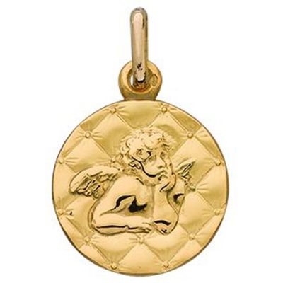 M�daille ronde ange damass� (or jaune 750�) par Berceau magique bijoux