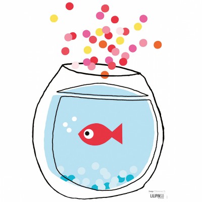 Stickers a3 bocal poissons confettis fille by clémence g. (29,7 x 42 cm)