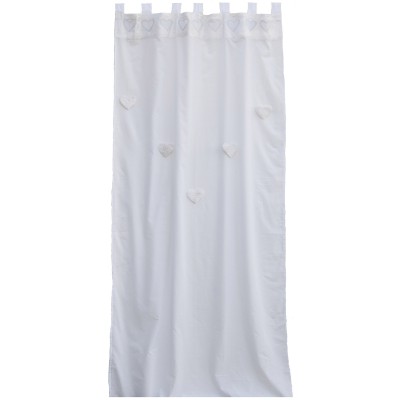 Rideau blanc coeurs suspendus (100 x 280 cm)