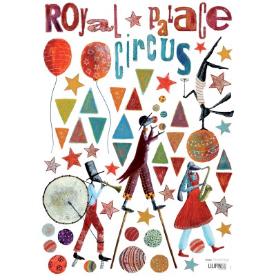 Stickers a3 royal circus les musiciens by manuela magni (29,7 x 42 cm)