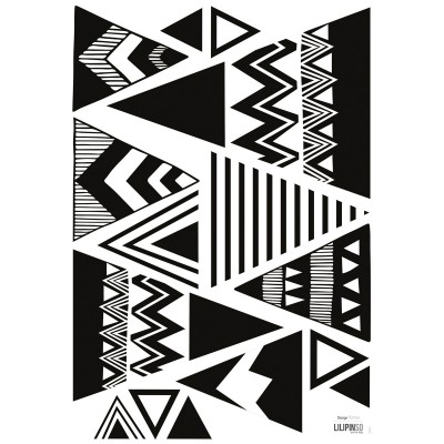 Stickers a3 montagnes géométriques noires origami play by claudia soria (29,7 x 42 cm)