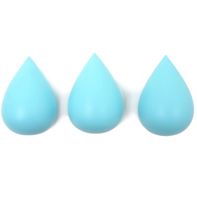 Lot de 3 patères goutte bleu aqua