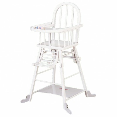 Chaise haute transformable dossier bois courb� laqu� blanc  par Combelle