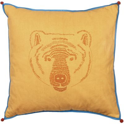 Coussin brodé tête d'ours (50 x 50 cm)