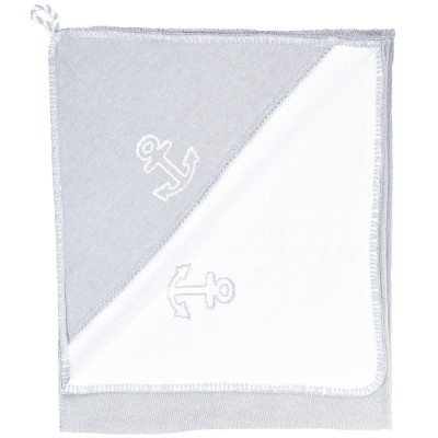 Cape de bain ancre gris et blanc (80 x 80 cm)