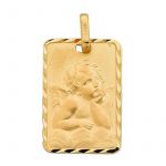 M�daille rectangulaire ange (or jaune 375�) - Berceau magique bijoux