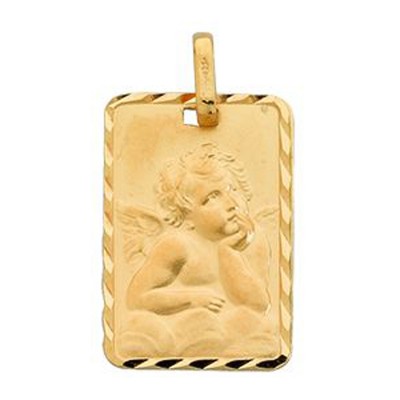 M�daille rectangulaire ange (or jaune 375�) par Berceau magique bijoux