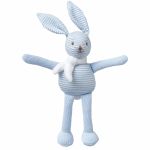 Doudou hochet Lapin ray� bleu (16 cm) - Trousselier