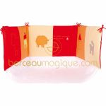 Tour de lit avec fond Corail, rouge & co - Sucre d'orge