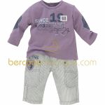 Ensemble T-shirt et pantalon Aquarelle bleue (6 mois au 24 mois) - Sucre d'orge
