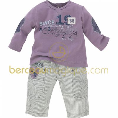 Ensemble T-shirt et pantalon Aquarelle bleue (6 mois au 24 mois) par Sucre d'orge