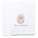 Couverture b�b� blanche Tendre ours (90 x 90 cm) - Doudou et Compagnie