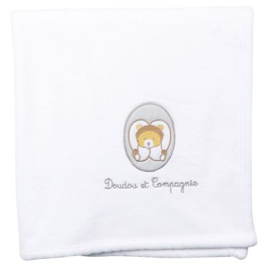 Couverture b�b� blanche Tendre ours (90 x 90 cm) par Doudou et Compagnie