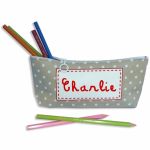 Trousse scolaire grise � pois personnalisable - Les Griottes