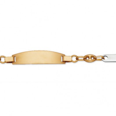 Gourmette b�b� or et acier grain de caf�  par Berceau magique bijoux