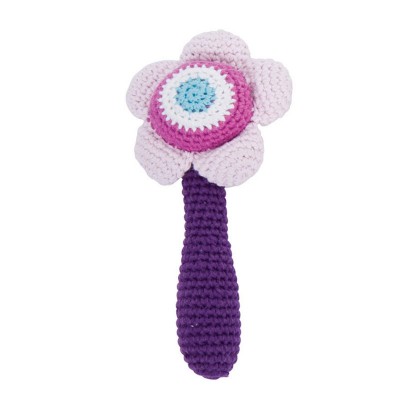 Hochet vertical fleur violet fonc� en crochet par Sebra