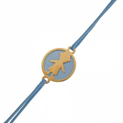 Bracelet cordon un gar�on (or jaune et acier color�) par A.Augis