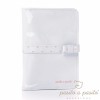 Prot�ge carnet de sant� �co-cuir verni blanc � pois rose