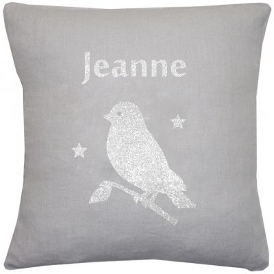 Coussin carré gris clair en lin personnalisable (45 x 45 cm)