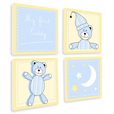 Tableau quatuor ourson bleu 