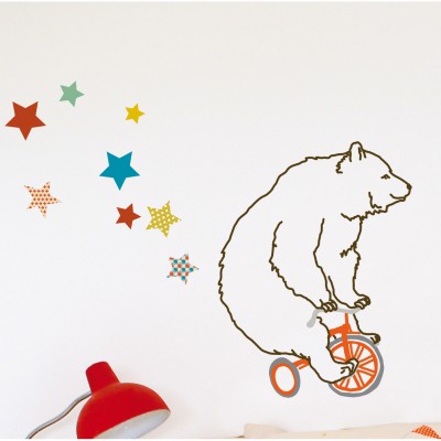 Stickers l'ours acrobate (26 x 35 cm)