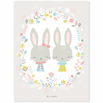 Poster enfant lapins sweet bunnies by flora waycott (30 x 40 cm)