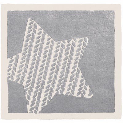 Tapis en laine gris et blanc poudre d'étoiles (120 x 120 cm)