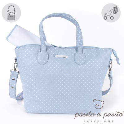 Sac à langer atelier bleu à pois blanc